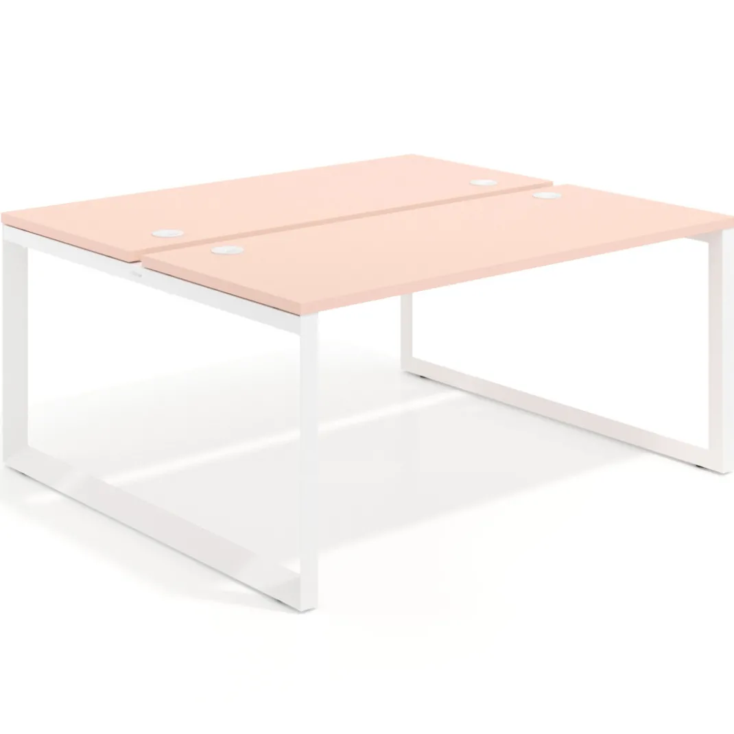 Mesa oficina multipuesto bench Delta fondo 142cm estructura blanca