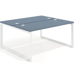 Mesa oficina multipuesto bench Delta fondo 142cm estructura blanca