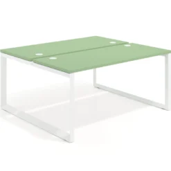 Mesa oficina multipuesto bench Delta fondo 142cm estructura blanca