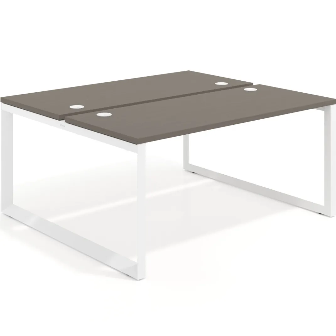 Mesa oficina multipuesto bench Delta fondo 142cm estructura blanca