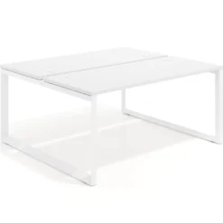 Mesa oficina multipuesto bench Delta fondo 142cm estructura blanca