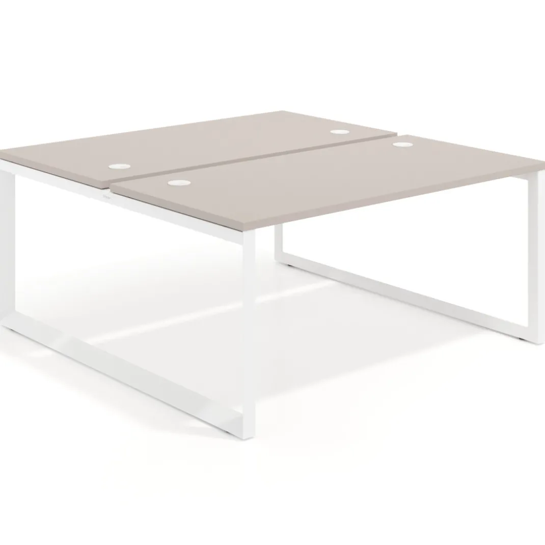 Mesa oficina multipuesto bench Delta fondo 166cm estructura blanca