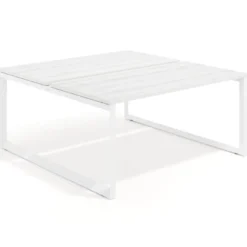 Mesa oficina multipuesto bench Delta fondo 166cm estructura blanca