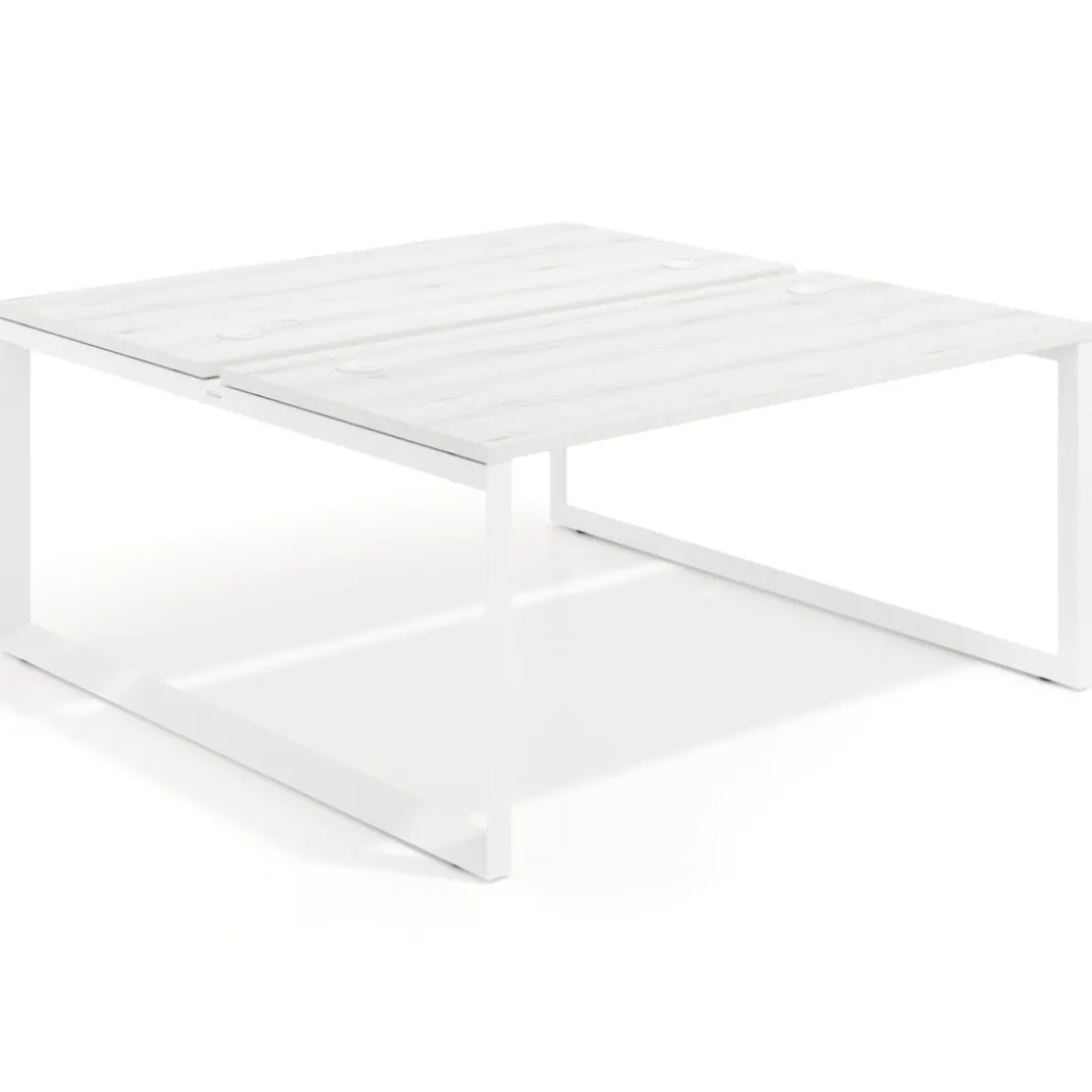 Mesa oficina multipuesto bench Delta fondo 166cm estructura blanca