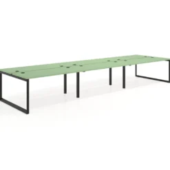 Mesa oficina multipuesto bench Delta triple, fondo 142cm, estructura negra