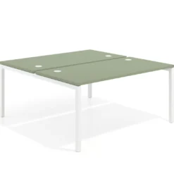 Mesa oficina multipuesto bench Kube fondo 166 cm estructura blanca