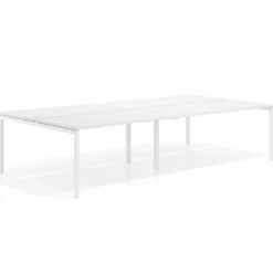 Mesa oficina multipuesto bench Kube doble, fondo 166 cm, estructura blanco