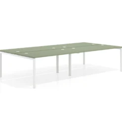 Mesa oficina multipuesto bench Kube doble, fondo 166 cm, estructura blanco