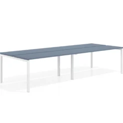 Mesa oficina multipuesto bench doble Kube, fondo 126 cm, estructura blanco