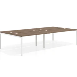 Mesa oficina multipuesto bench Kube doble, fondo 166 cm, estructura blanco