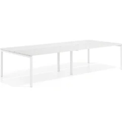 Mesa oficina multipuesto bench doble Kube, fondo 142cm, estructura blanco