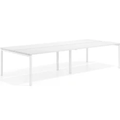 Mesa oficina multipuesto bench doble Kube, fondo 142cm, estructura blanco
