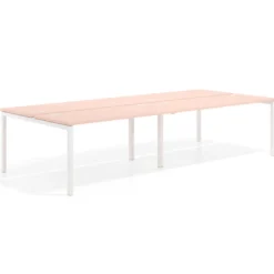 Mesa oficina multipuesto bench doble Kube, fondo 142cm, estructura blanco