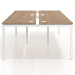 Mesa oficina multipuesto bench doble Kube, fondo 142cm, estructura blanco