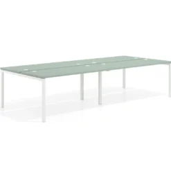Mesa oficina multipuesto bench doble Kube, fondo 142cm, estructura blanco