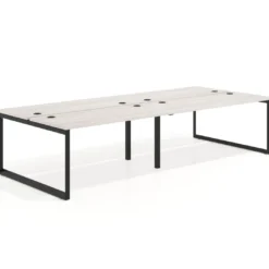 Mesa oficina multipuesto bench Delta doble, fondo 142cm, estructura negra