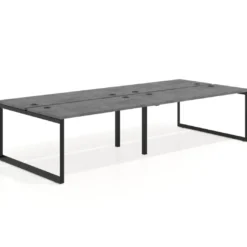 Mesa oficina multipuesto bench Delta doble, fondo 142cm, estructura negra