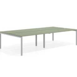 Mesa oficina multipuesto bench Kube doble, fondo 166 cm, estructura aluminio