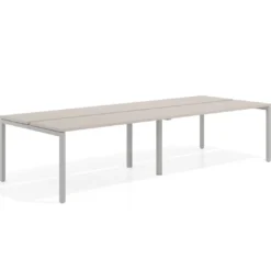 Mesa oficina multipuesto bench doble Kube, fondo 126 cm, estructura aluminio