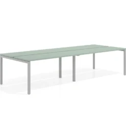 Mesa oficina multipuesto bench doble Kube, fondo 126 cm, estructura aluminio
