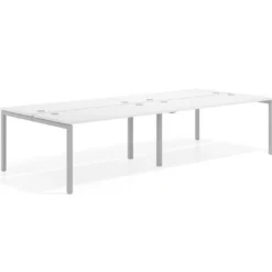 Mesa oficina multipuesto bench doble Kube, fondo 142cm, estructura aluminio