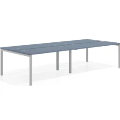 Mesa oficina multipuesto bench doble Kube, fondo 142cm, estructura aluminio
