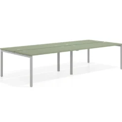 Mesa oficina multipuesto bench doble Kube, fondo 142cm, estructura aluminio