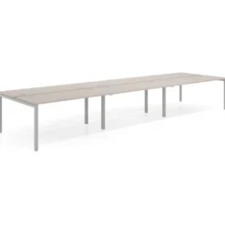 Mesa oficina multipuesto bench triple Kube, fondo 142cm, estructura aluminio