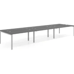 Mesa oficina multipuesto bench triple Kube, fondo 142cm, estructura aluminio