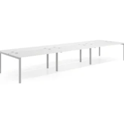 Mesa oficina multipuesto bench triple Kube, fondo 142cm, estructura aluminio