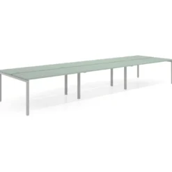 Mesa oficina multipuesto bench triple Kube, fondo 142cm, estructura aluminio