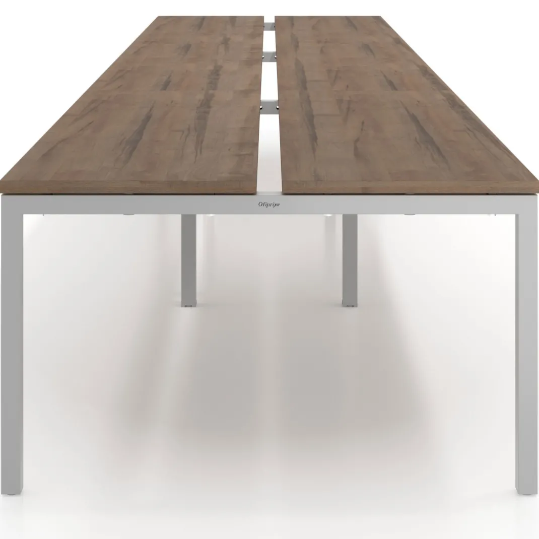 Mesa oficina multipuesto bench triple Kube, fondo 126 cm, estructura aluminio