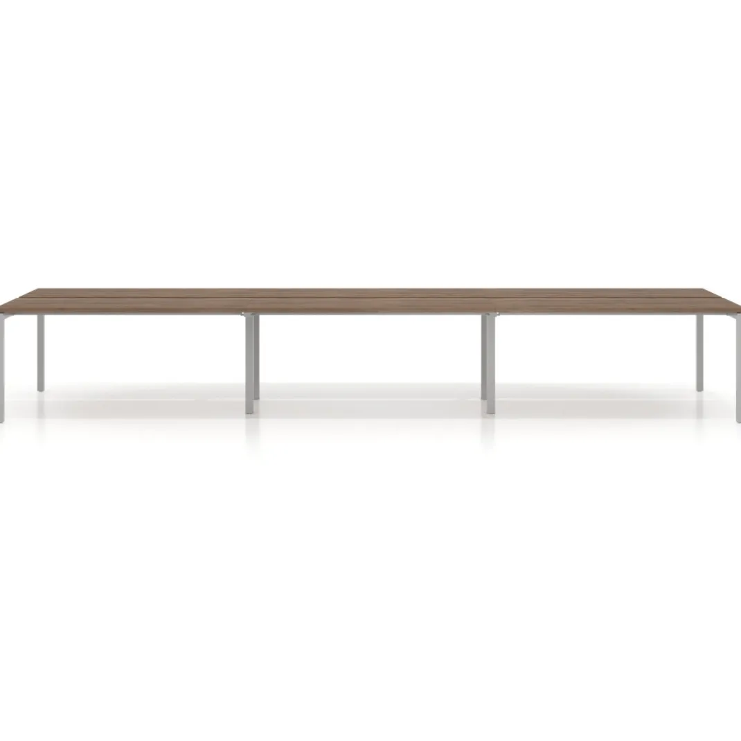 Mesa oficina multipuesto bench triple Kube, fondo 126 cm, estructura aluminio