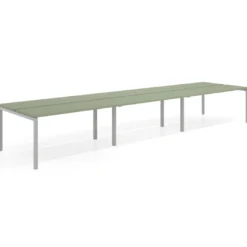 Mesa oficina multipuesto bench triple Kube, fondo 126 cm, estructura aluminio