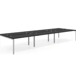 Mesa oficina multipuesto bench Kube triple, fondo 166 cm, estructura aluminio