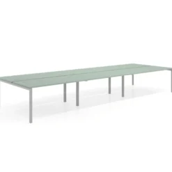 Mesa oficina multipuesto bench Kube triple, fondo 166 cm, estructura aluminio