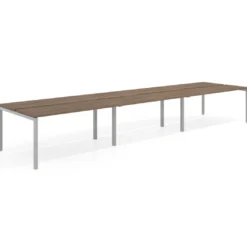 Mesa oficina multipuesto bench triple Kube, fondo 126 cm, estructura aluminio