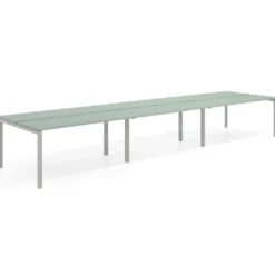 Mesa oficina multipuesto bench triple Kube, fondo 126 cm, estructura aluminio