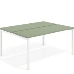 Mesa oficina multipuesto bench Kube fondo 126 cm estructura blanca