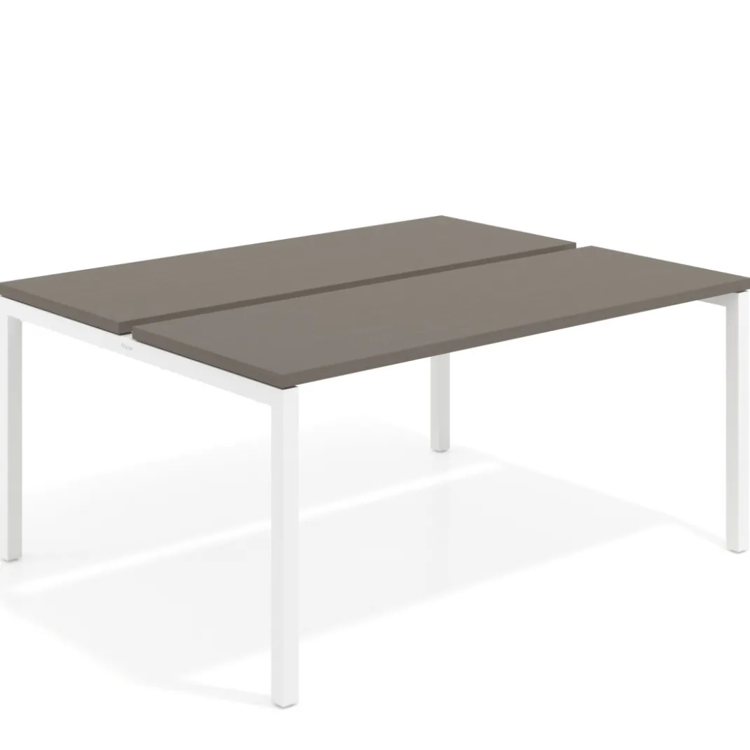 Mesa oficina multipuesto bench Kube fondo 126 cm estructura blanca