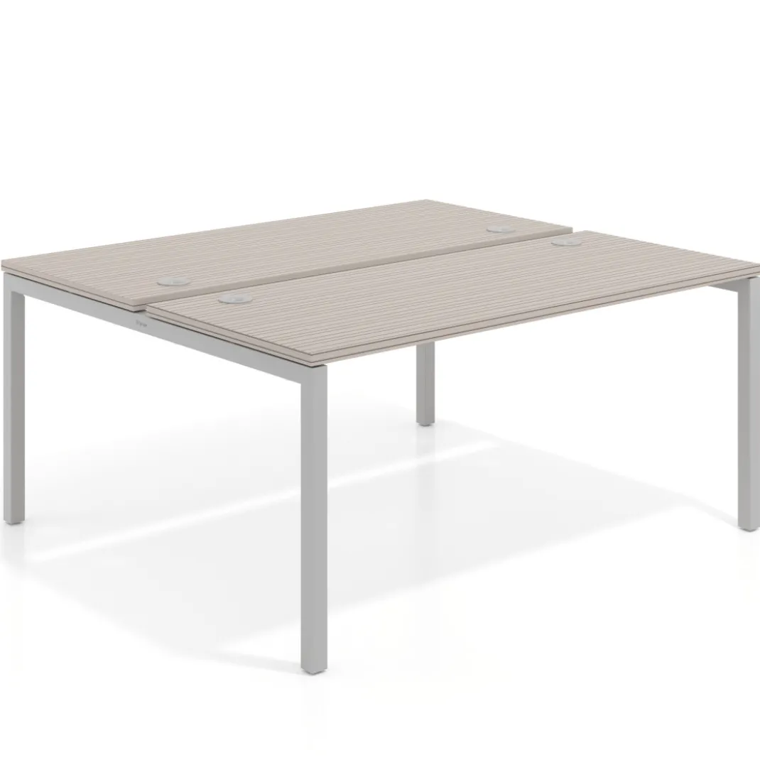 Mesa oficina multipuesto bench Kube fondo 142cm estructura aluminio