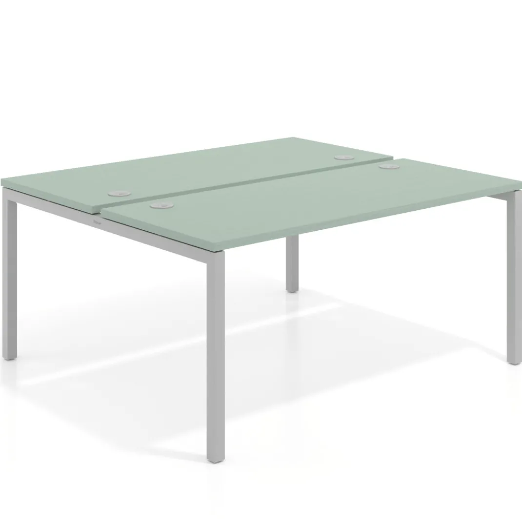 Mesa oficina multipuesto bench Kube fondo 142cm estructura aluminio