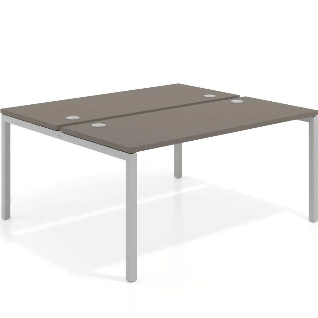Mesa oficina multipuesto bench Kube fondo 142cm estructura aluminio