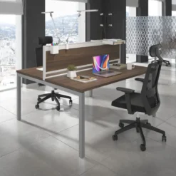 Mesa oficina multipuesto bench Kube fondo 142cm estructura aluminio