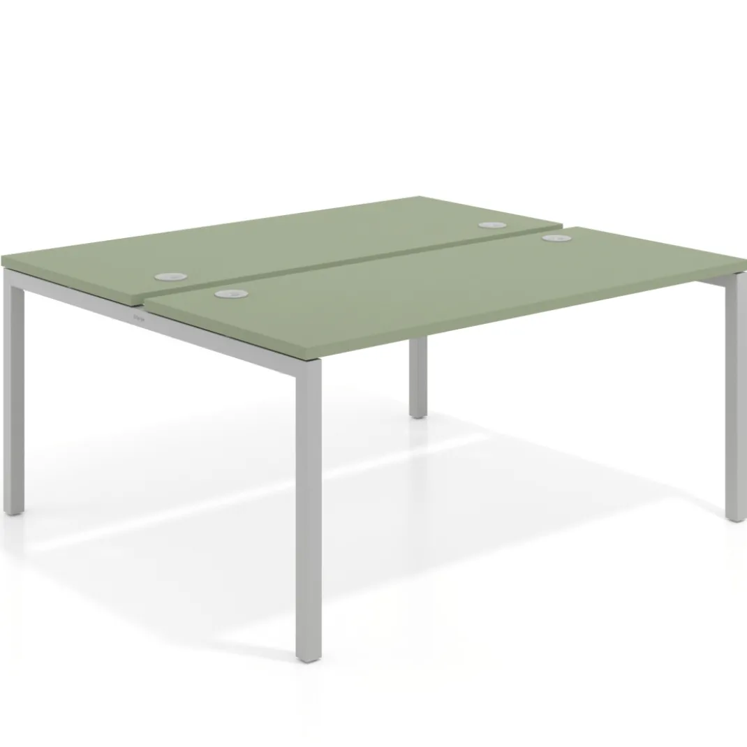 Mesa oficina multipuesto bench Kube fondo 142cm estructura aluminio