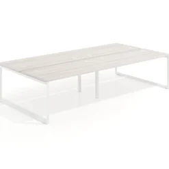 Mesa oficina multipuesto bench Delta doble, fondo 166cm estructura blanca