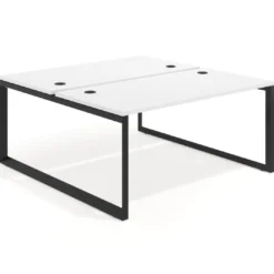 Mesa oficina multipuesto bench Delta fondo 166cm estructura negra
