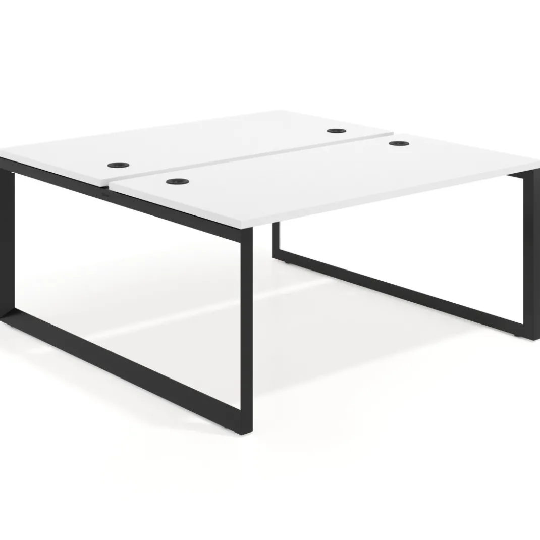 Mesa oficina multipuesto bench Delta fondo 166cm estructura negra
