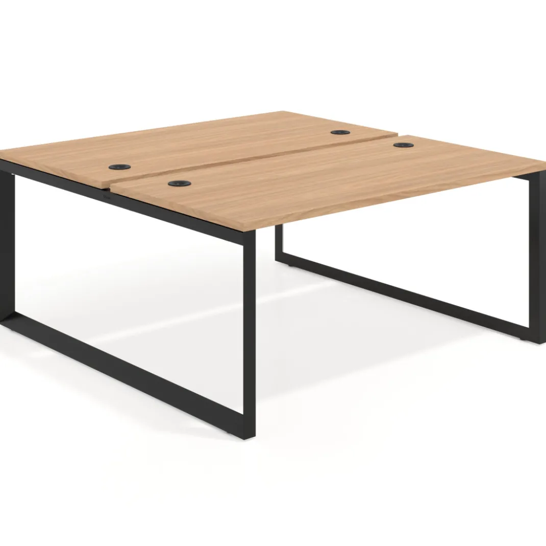 Mesa oficina multipuesto bench Delta fondo 166cm estructura negra
