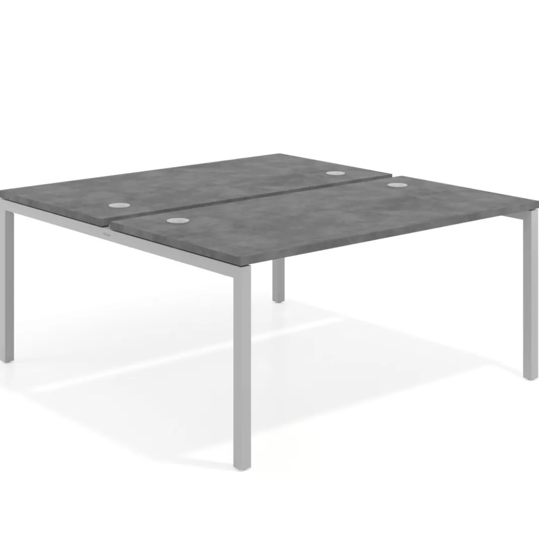 Mesa oficina multipuesto bench Kube fondo 166 cm estructura aluminio